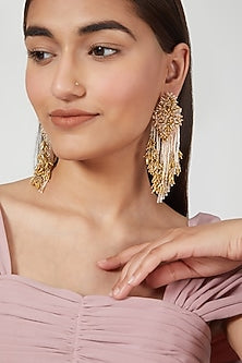Gold Finish Beads Earrings
