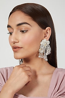 Silver Finish Crystals Earrings