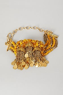 Gold Finish Stones Choker Necklace Set
