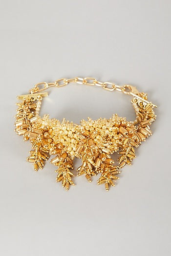Gold Finish Shell Pearls Choker Necklace Set