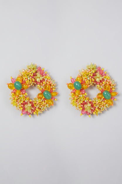Gold Finish Round Stud Earrings