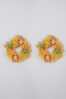 Gold Finish Round Stud Earrings