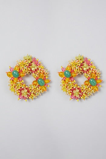 Gold Finish Round Stud Earrings