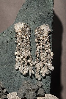 Silver Finish Pearl Dangler Earrings