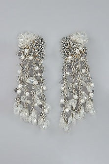 Silver Finish Pearl Dangler Earrings