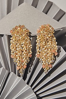 Gold Finish Agate Dangler Earrings