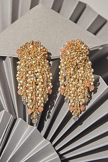 Gold Finish Agate Dangler Earrings