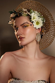 Gold Finish Agate Dangler Earrings