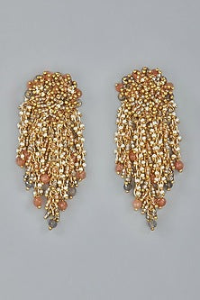 Gold Finish Agate Dangler Earrings