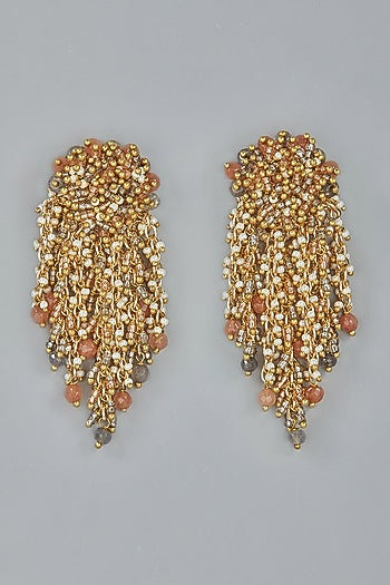 Gold Finish Agate Dangler Earrings