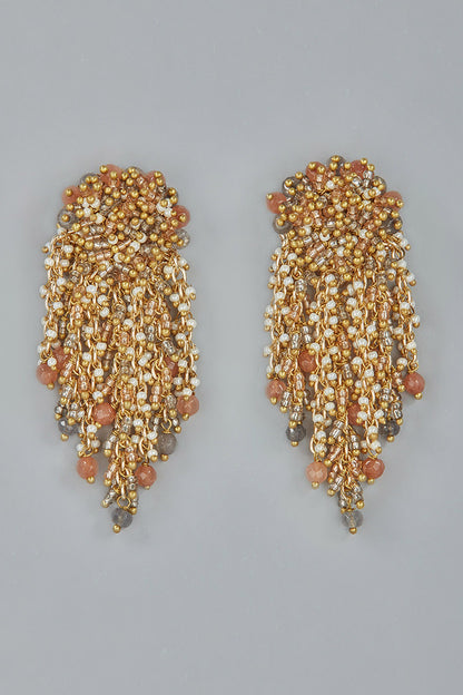 Gold Finish Agate Dangler Earrings