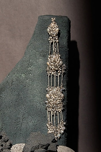 Gold Finish Shell Pearl & Beaded Dangler Earrings