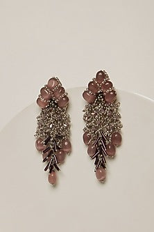 Gold Finish Rose Quartz Dangler Earrings