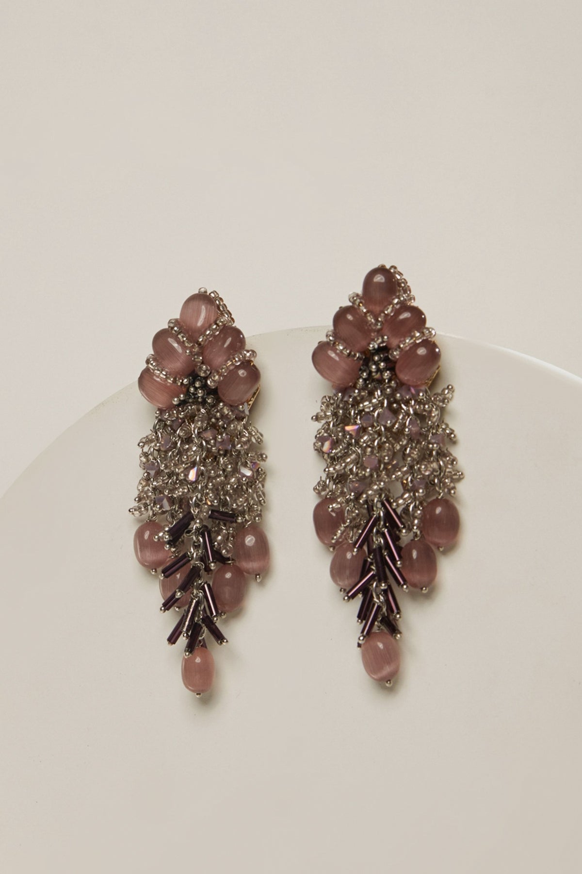 Gold Finish Rose Quartz Dangler Earrings