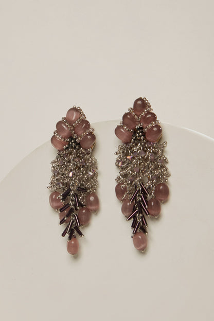 Gold Finish Rose Quartz Dangler Earrings