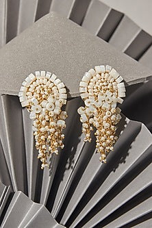Gold Finish Pearl Stud Earrings