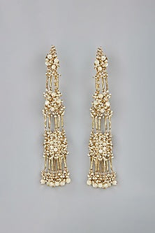 Gold Finish Pearl Dangler Earrings