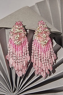 Silver Finish Rose Quartz Dangler Earrings