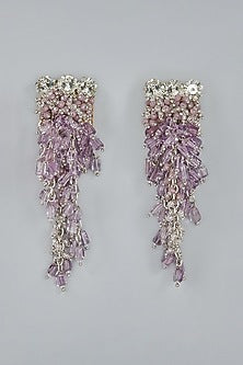 Gold Finish Purple Amethyst Dangler Earrings