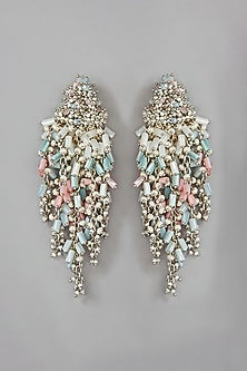 Gold Finish Multi-Colored Beaded Dangler Earrings