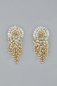 Gold Finish Pearl Stud Earrings