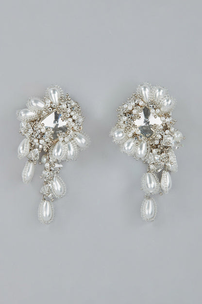 Gold Finish Pearl Stud Earrings