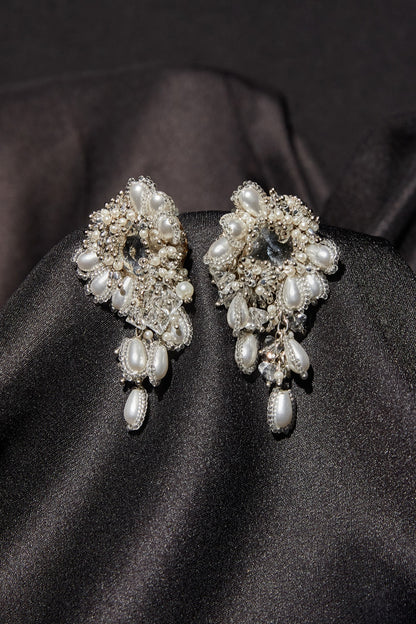 Gold Finish Pearl Stud Earrings