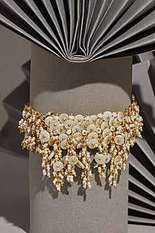 Gold Finish Shell Pearl Bracelet
