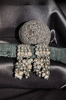 Gold Finish Pearl Stud Earrings