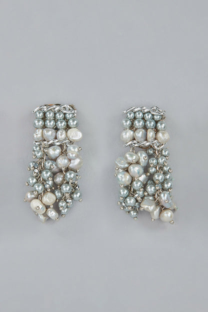 Gold Finish Pearl Stud Earrings