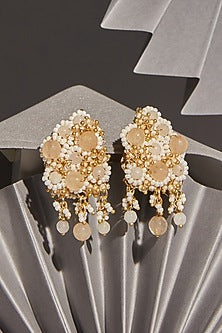 Gold Finish Agate Stud Earrings