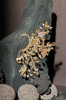 Gold Finish Pearl Ear Cuff