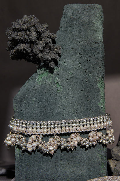 Gold Finish Pearl Choker Necklace