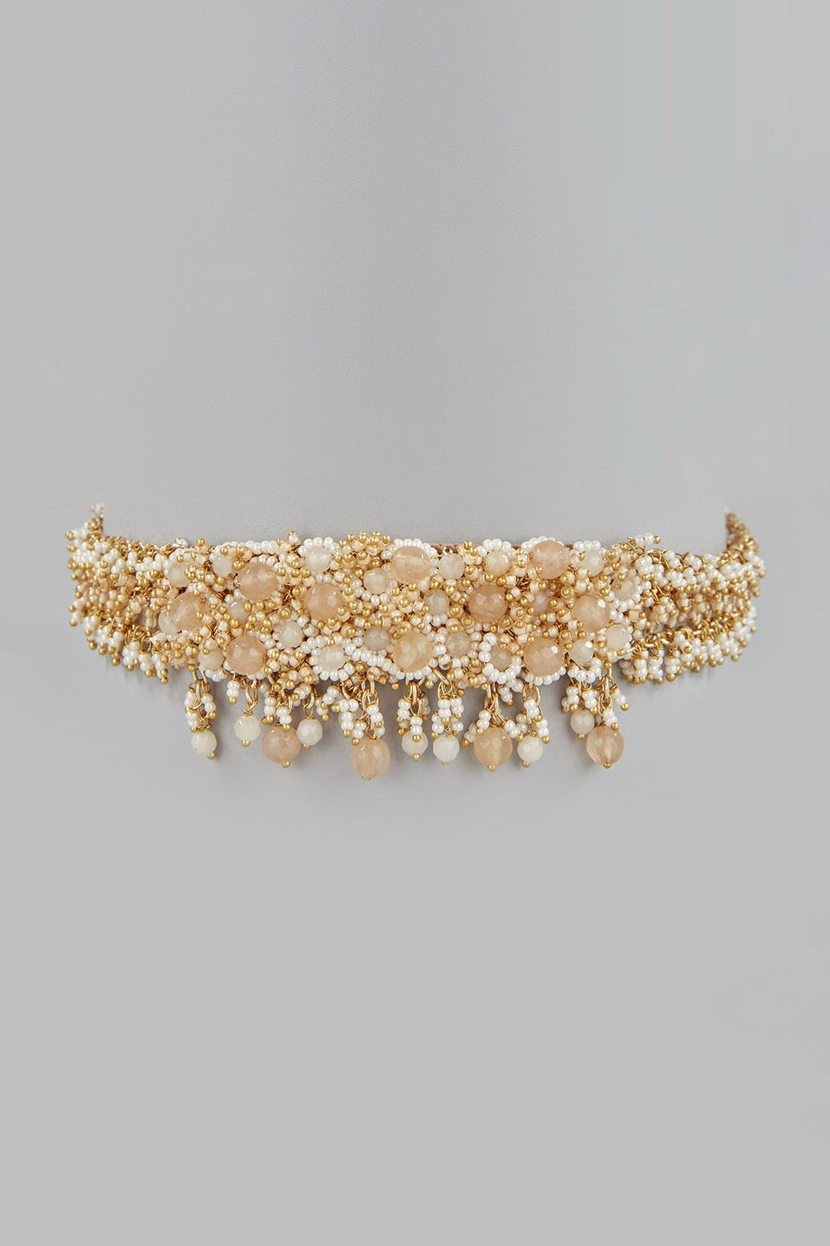 Gold Finish Agate Choker Necklace