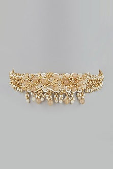 Gold Finish Agate Choker Necklace