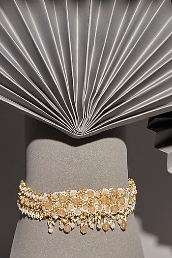 Gold Finish Agate Choker Necklace
