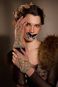 Gold Finish Beaded Hand Harness