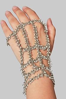 Gold Finish Beaded Hand Harness