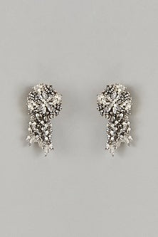 Gold Finish White Pearl Stud Earrings