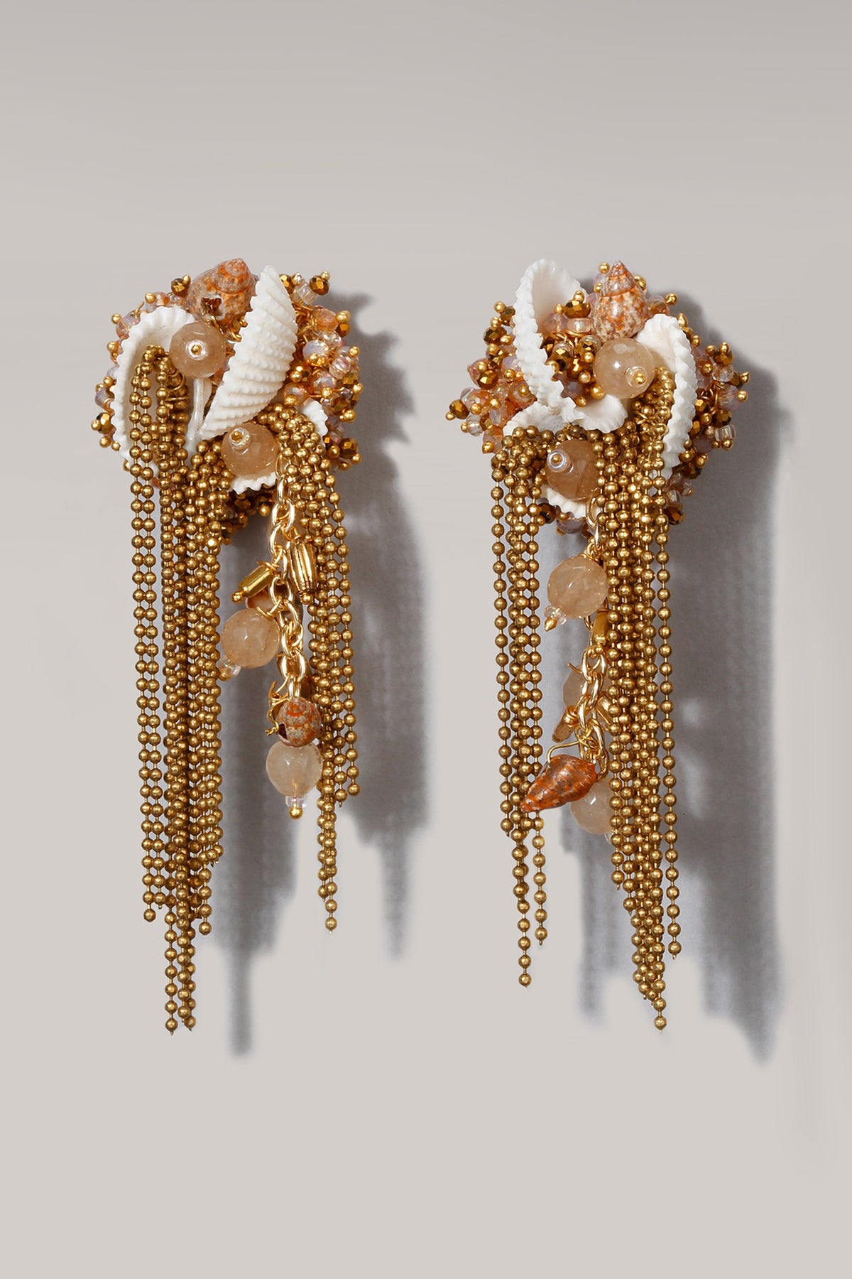 Gold Finish Tasseled Dangler Earrings
