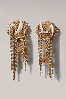 Gold Finish Tasseled Dangler Earrings