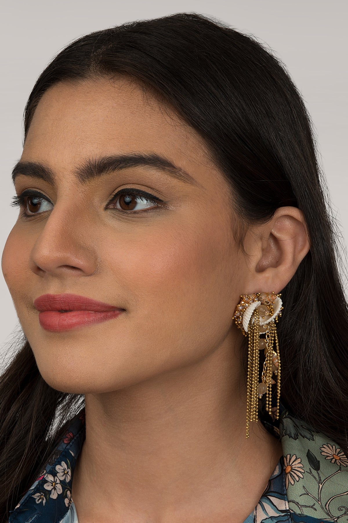 Gold Finish Tasseled Dangler Earrings