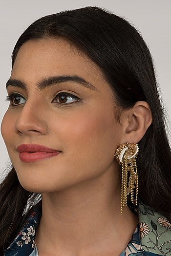 Gold Finish Tasseled Dangler Earrings