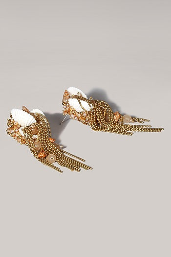 Gold Finish Tasseled Dangler Earrings