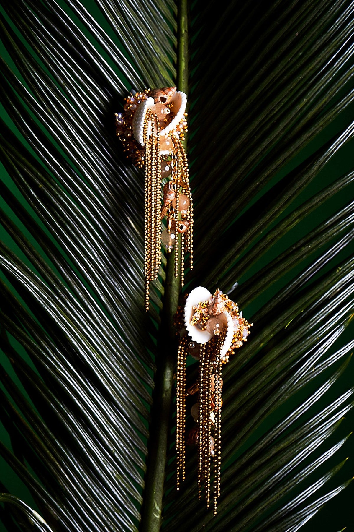 Gold Finish Tasseled Dangler Earrings