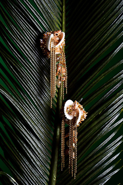 Gold Finish Tasseled Dangler Earrings