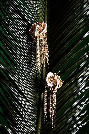 Gold Finish Tasseled Dangler Earrings