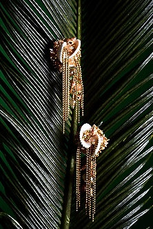 Gold Finish Tasseled Dangler Earrings