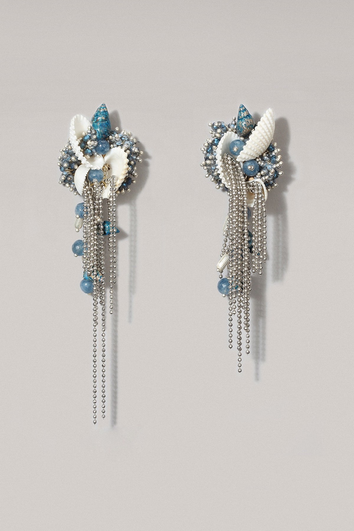 Gold Finish Cobalt Blue Semi-Precious Stone Dangler Earrings