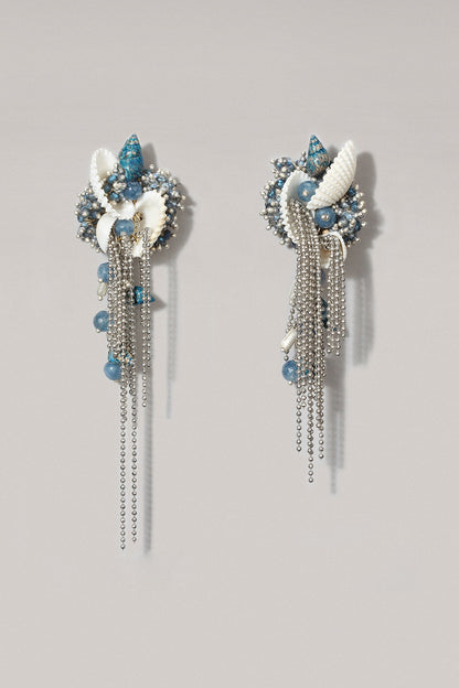 Gold Finish Cobalt Blue Semi-Precious Stone Dangler Earrings